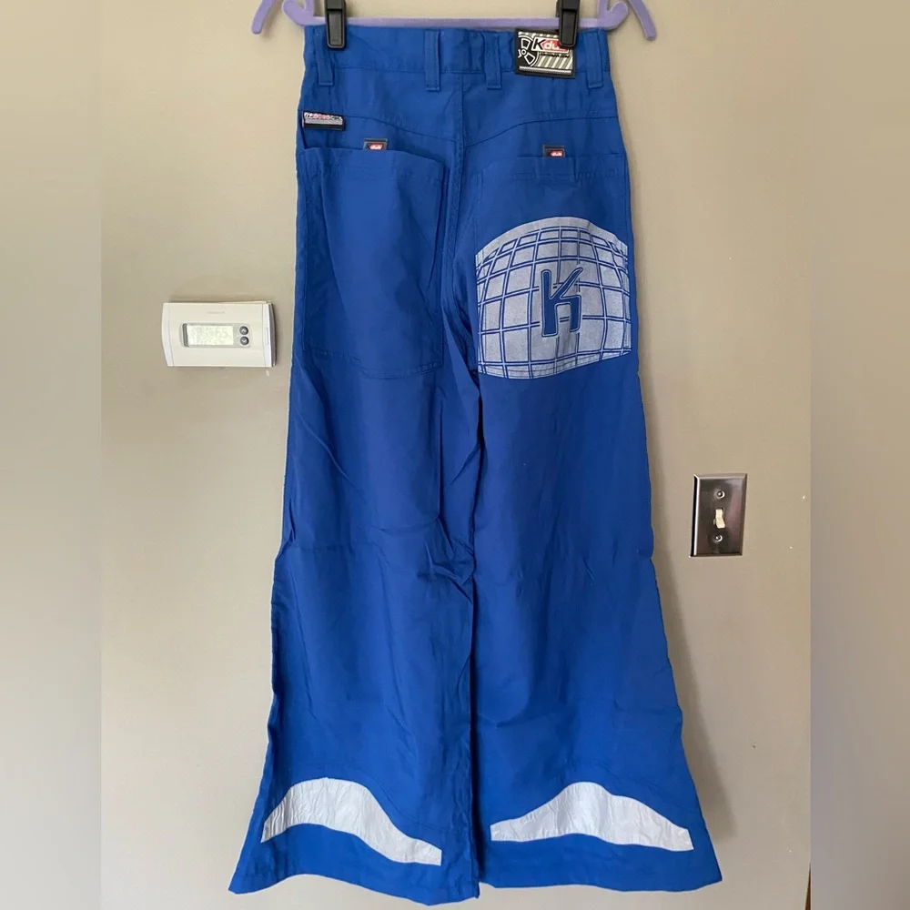KIKWEAR KDUB Y2K Blue Baggy Wide Leg Landing Parachute Rave Jnco Inspired Sz 28